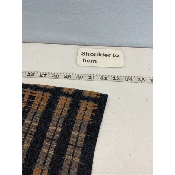 Pendleton Womens duster button down Cardigan Merino Wool size M Black tan plaid - Picture 5 of 9